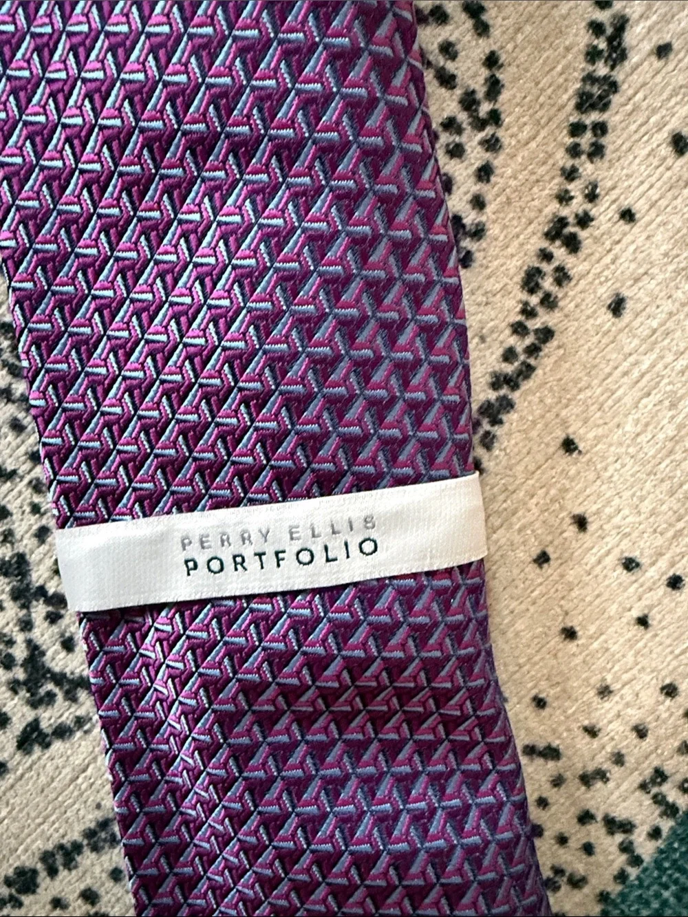 Perry Ellis Portfolio Purple Geometric Silk Tie